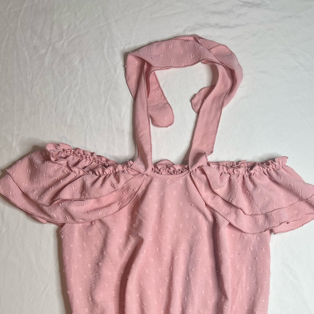 Pink Off-Shoulder Ruffle Top - Picture 3 of 4